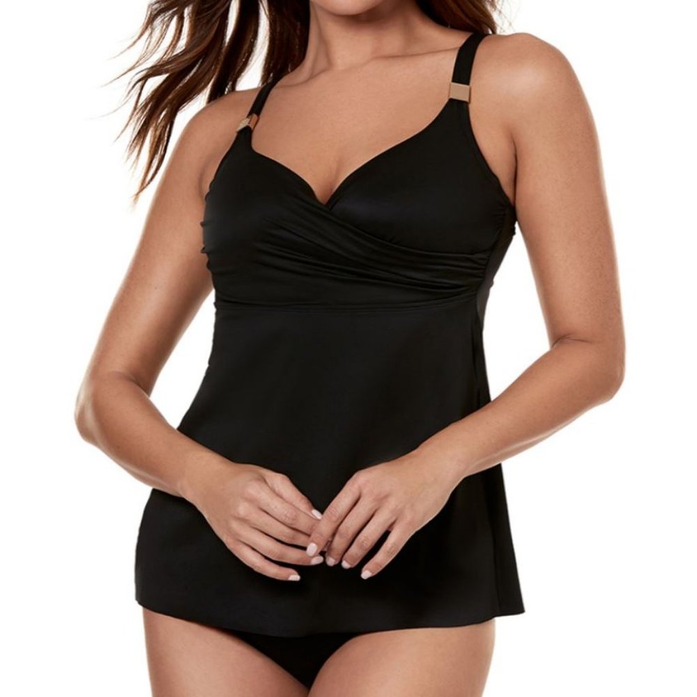 Nwot Miraclesuit D-Cup Solid Surplice Underwire T… - image 1